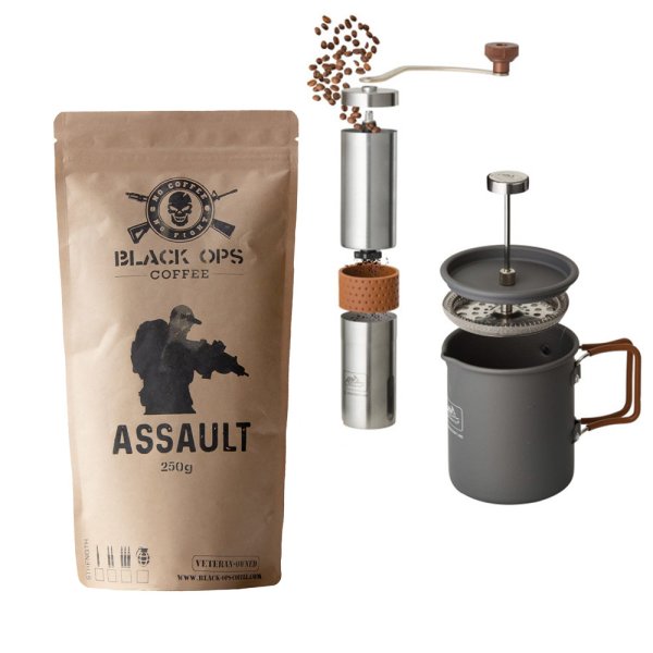 Helikon-Tex CAMP Kaffeeset mit Black Ops Kaffeebohnen