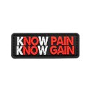 Know Pain Know Gain PVC Patch Schwarz-Rot