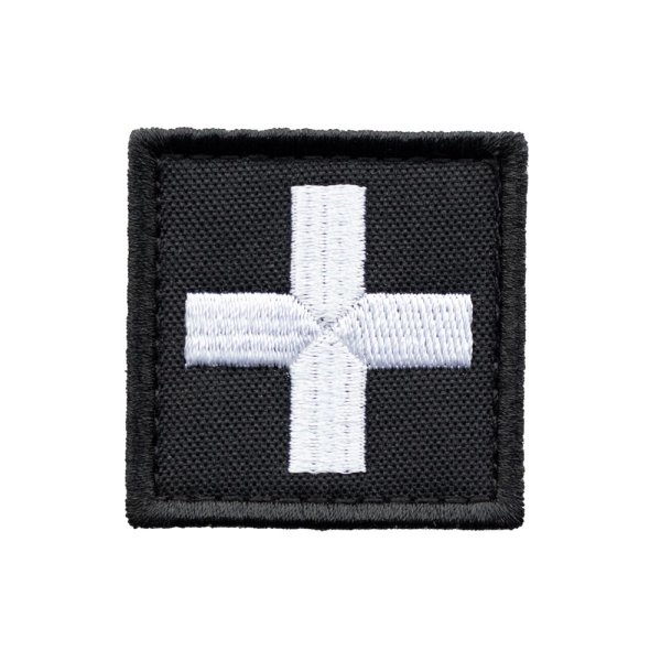 Medic Cross Stoff Patch Schwarz - Weiß