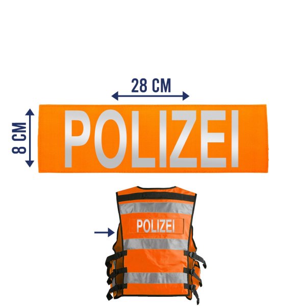 Patch für Einsatz-Warnweste Rücken 28cm x 8cm Rücken orange POLIZEI