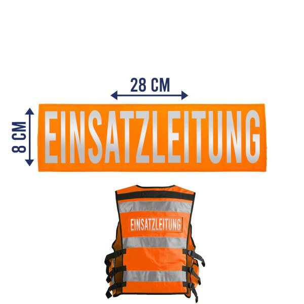 Patch für Einsatz-Warnweste Rücken 28cm x 8cm Rücken orange EINSATZLEITUNG