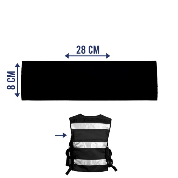 Patch für Einsatz-Warnweste Rücken 28cm x 8cm Rücken schwarz Ohne Aufdruck