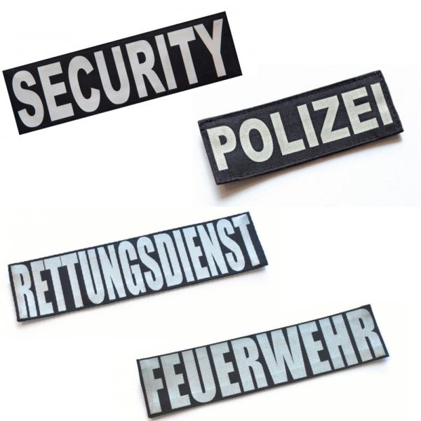 Schriftzug Brust Patch 10,5 x 3,5cm Polizei Rettungsdienst Security und nach Wunsch
